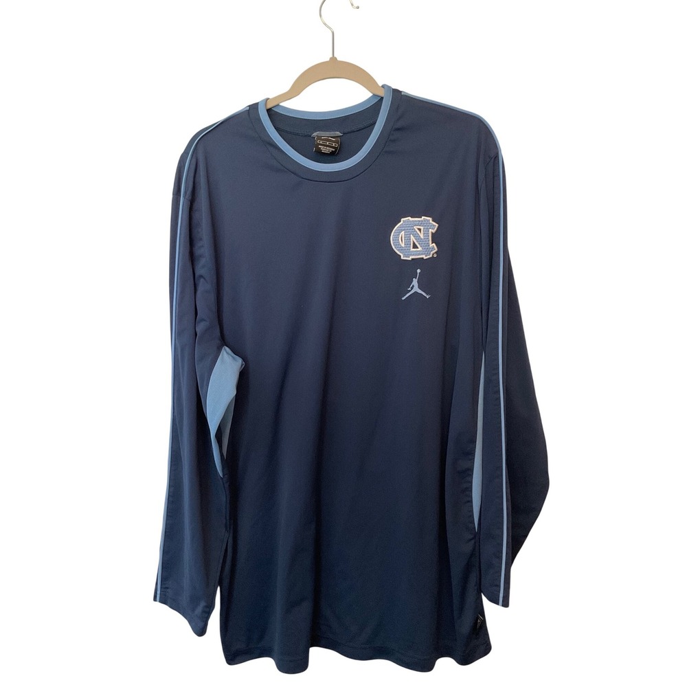 Jordan UNC Tar Heels Long Sleeve Shooting Shirt Mens Large Blue North Carolina